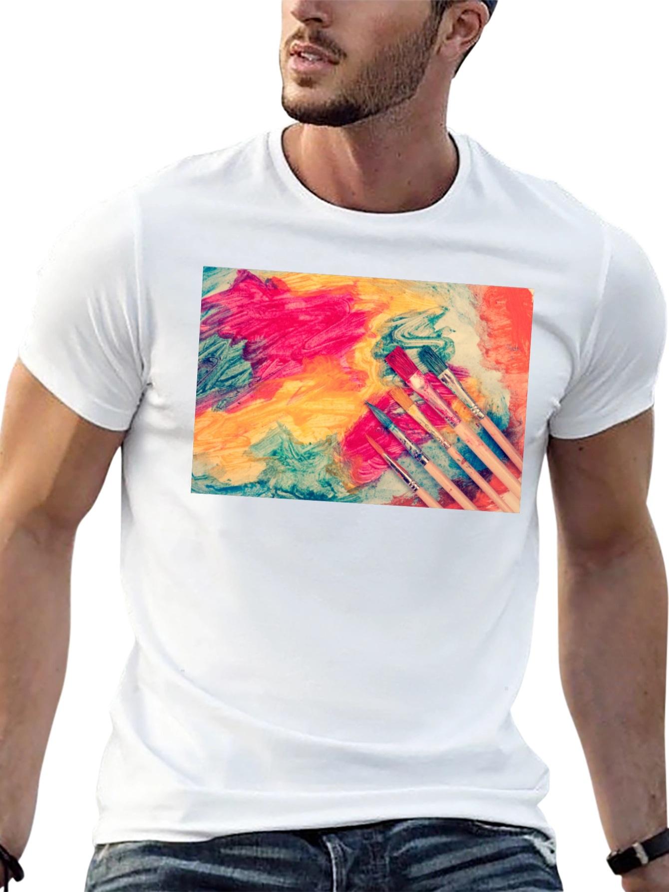 Abstract Art Paintbrush Graphic T-Shirt