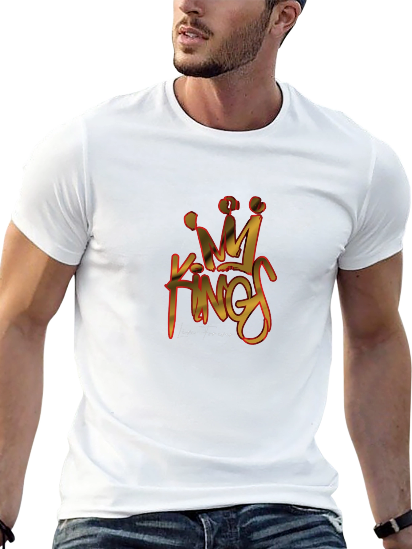 King Forever Graphic Print Mens Black T-Shirt