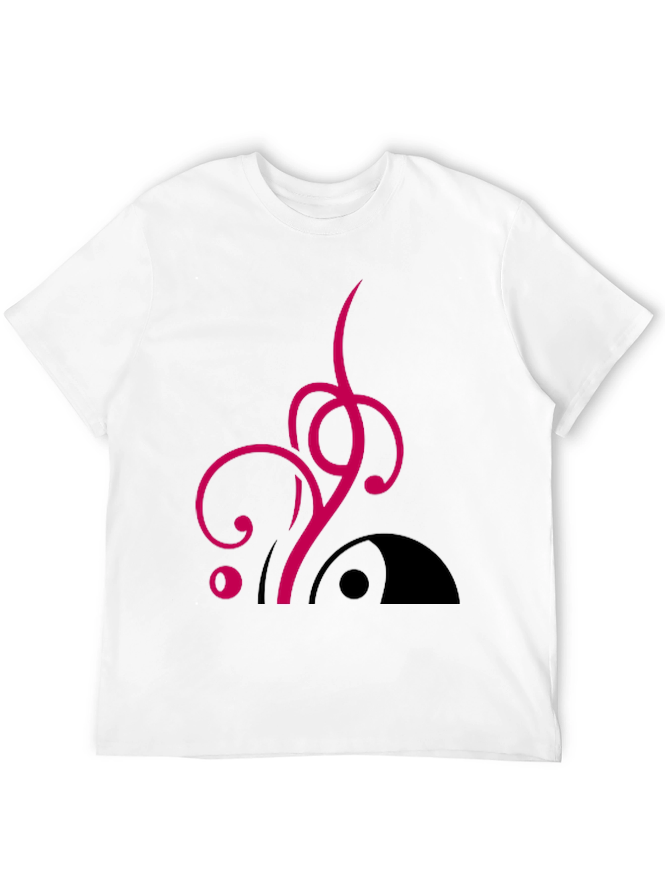 Stylish Black Tee with Abstract Pink Design