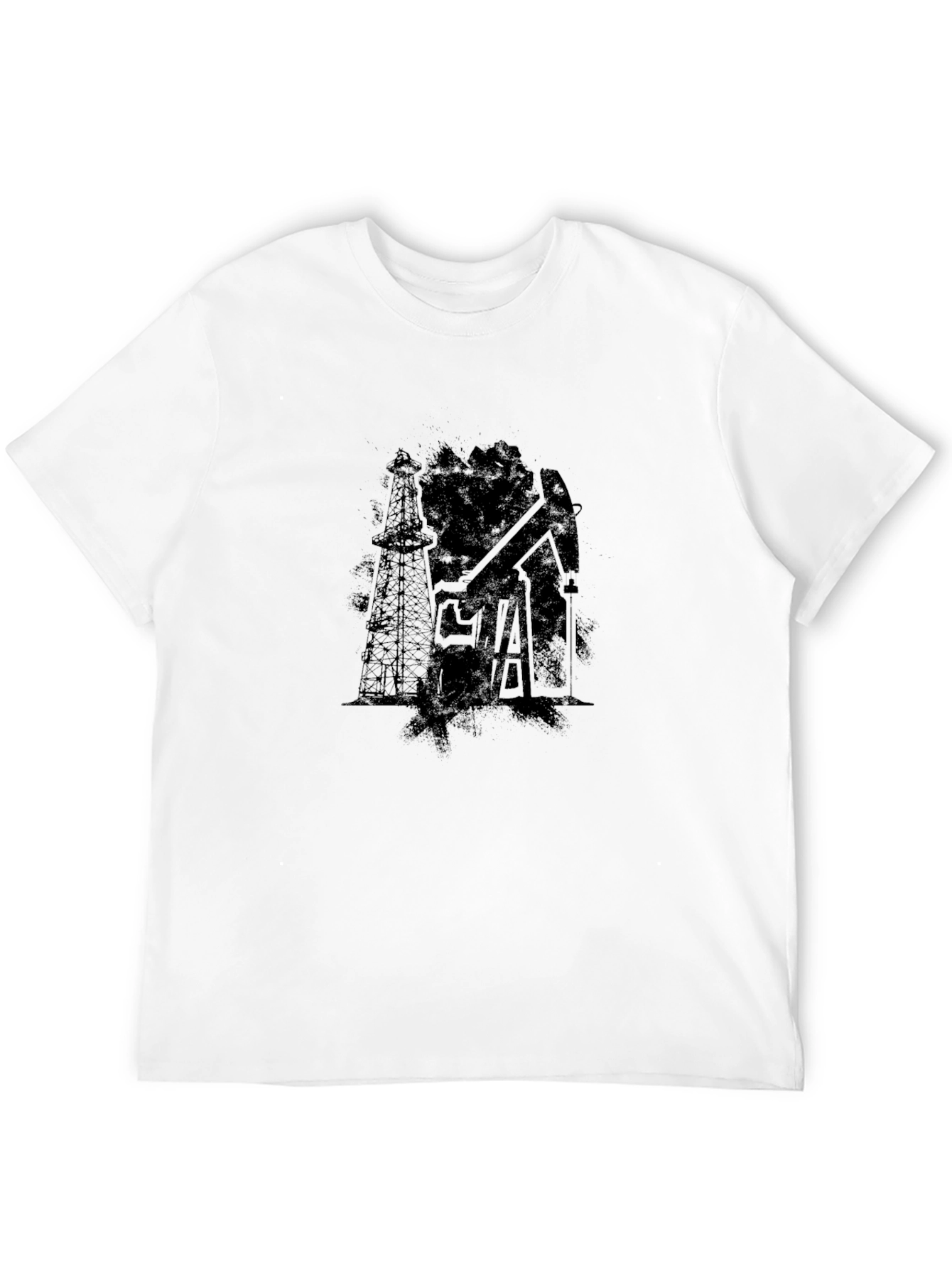 Oil Derrick Graphic Tee - Black Cotton Blend