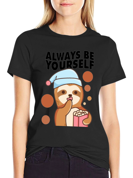 Sloth Always Be Yourself Black T-Shirt