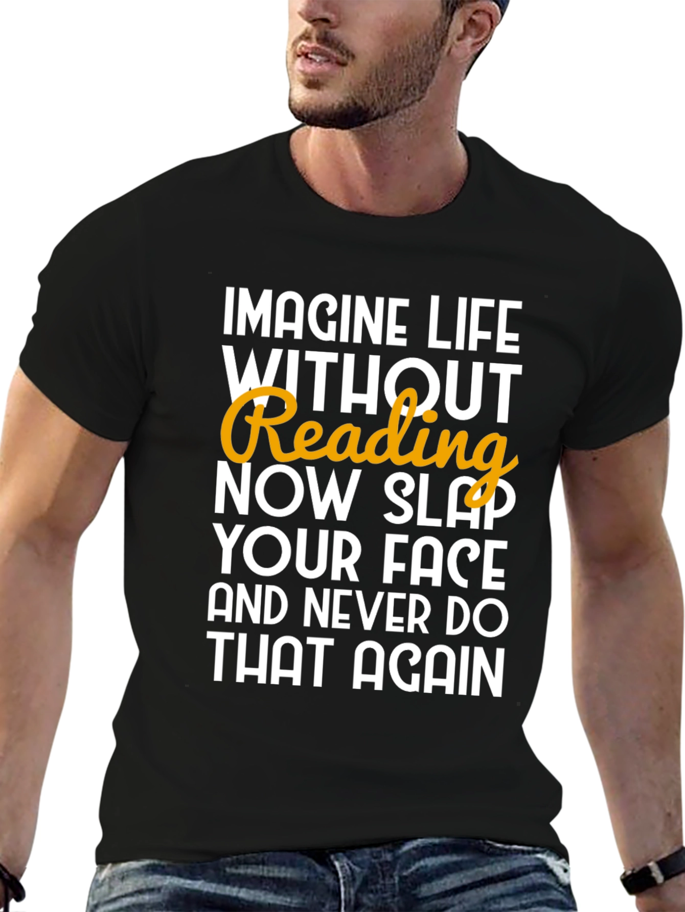 Imagine Life Without Reading Black T-Shirt