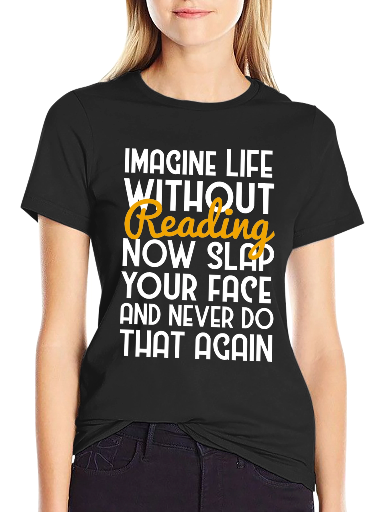 Imagine Life Without Reading Black T-Shirt