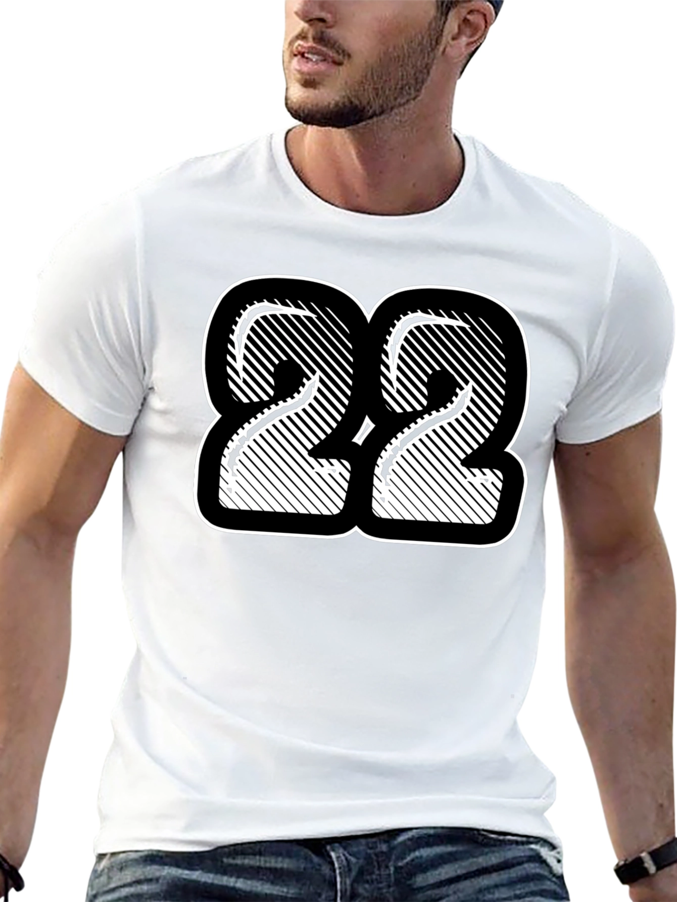 Number 22 Graphic Print Black T-Shirt