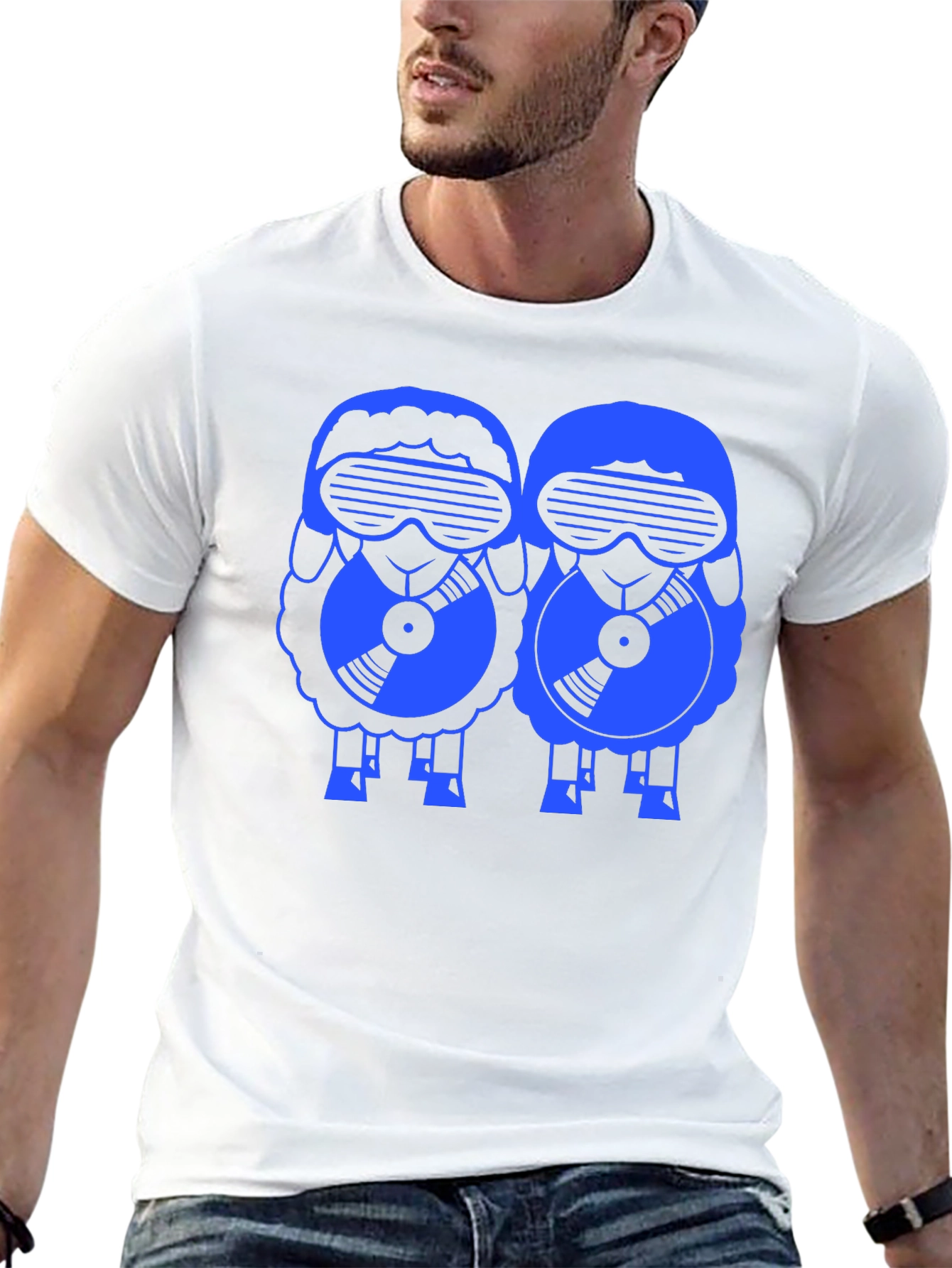 Retro DJ Sheep T-Shirt - Black