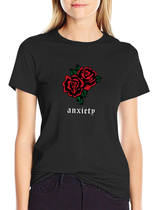 Anxiety Rose Graphic Black T-Shirt