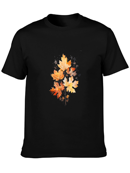 Autumn Leaves Graphic Black T-Shirt