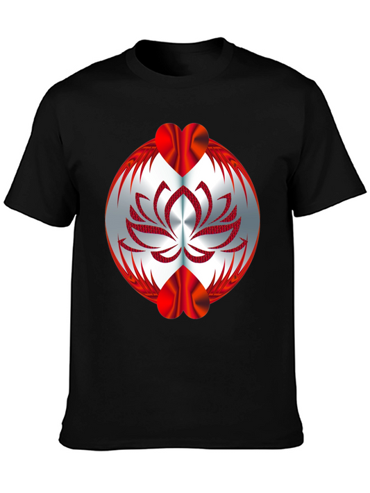 Abstract Lotus Graphic Tee - Black