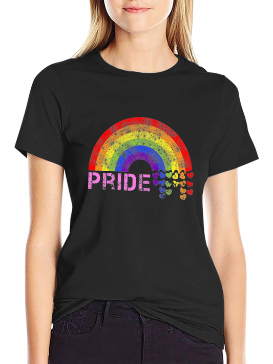Pride Rainbow Heart Graphic Black T-Shirt