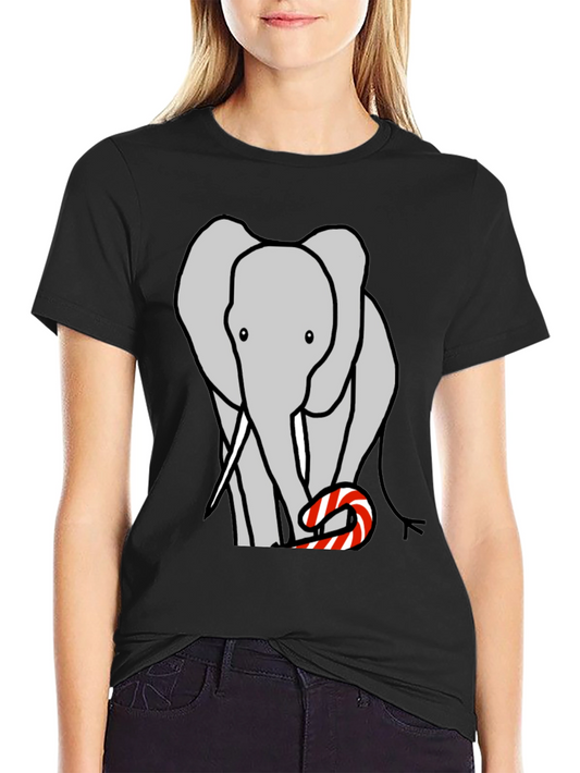 Elephant Candy Cane Black T-Shirt