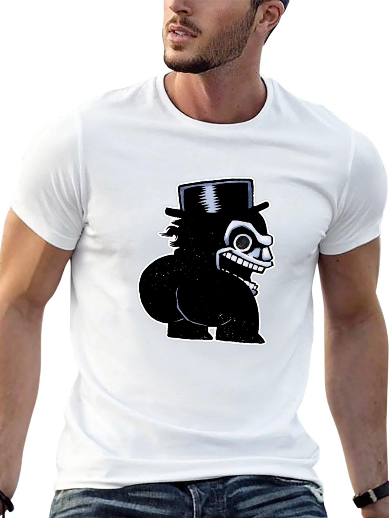 Mens Black Cartoon Character Graphic T-Shirt