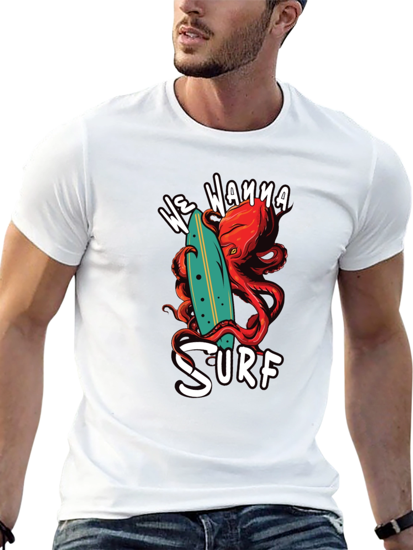 We Wanna Surf Octopus Graphic Tee