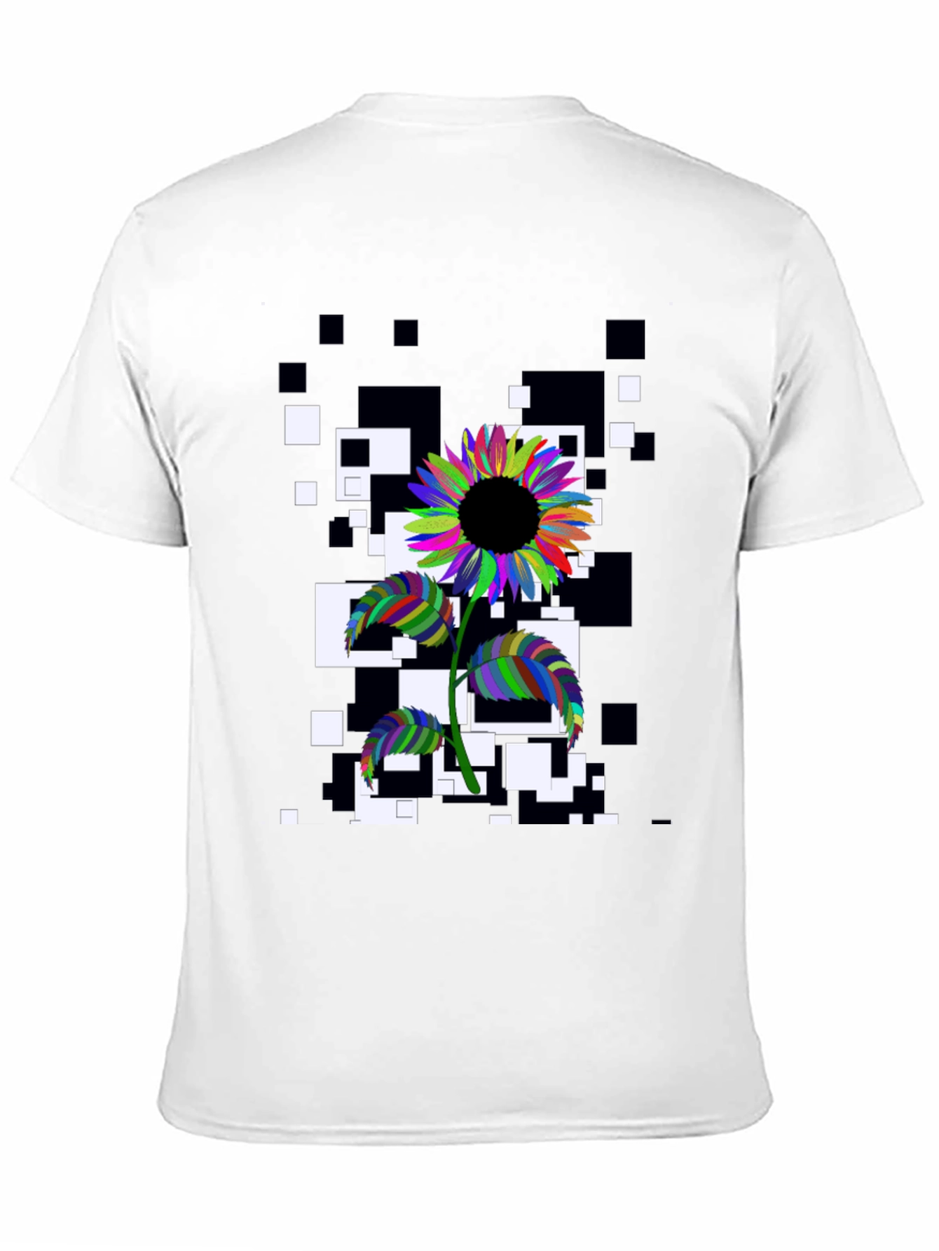 Abstract Sunflower Graphic Tee - Stylish Black T-Shirt