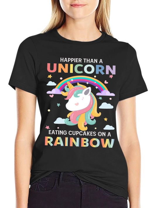 Happier Than A Unicorn Rainbow Graphic Tee