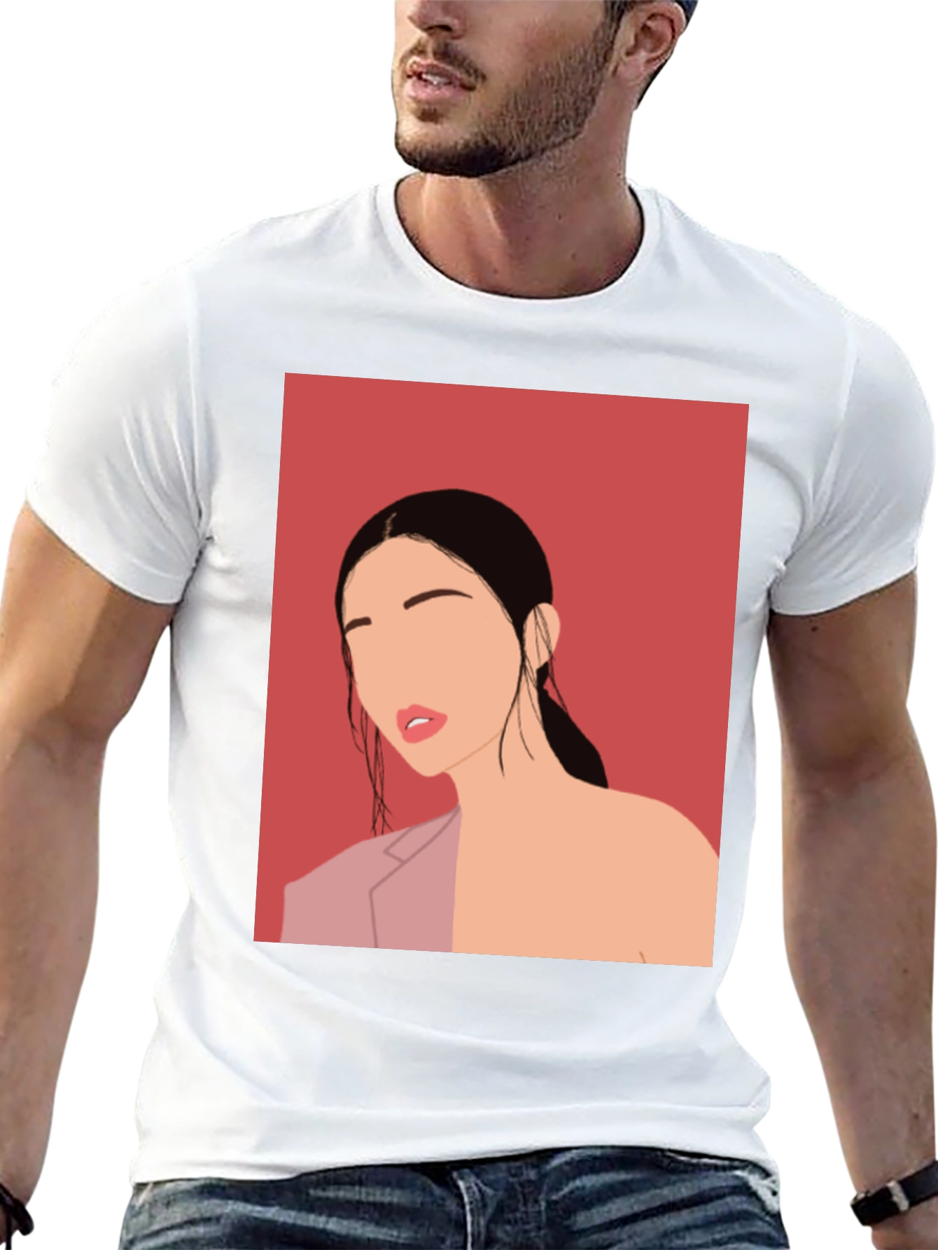 Abstract Woman Graphic Tee - Stylish Black T-Shirt