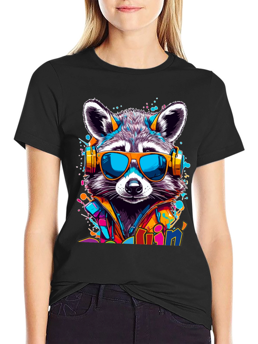 Raccoon DJ T-Shirt - Cool Animal Graphic Tee