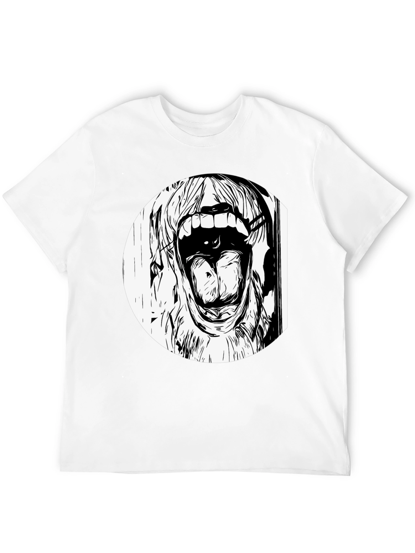 Screaming Face Graphic Tee - Black Cotton T-Shirt