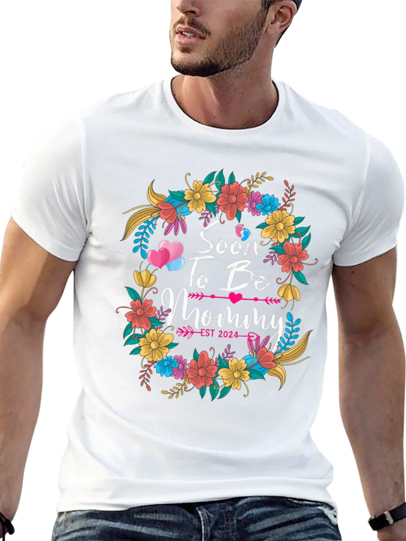 Soon To Be Mommy Est 2024 Floral T-Shirt