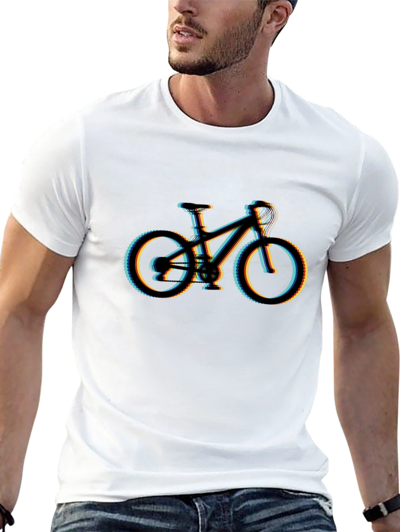 Mountain Bike Glitch Graphic T-Shirt
