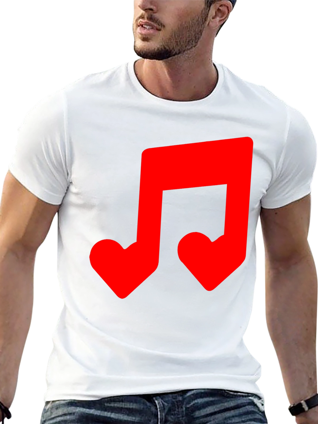 Musical Note Heart T-Shirt - Black