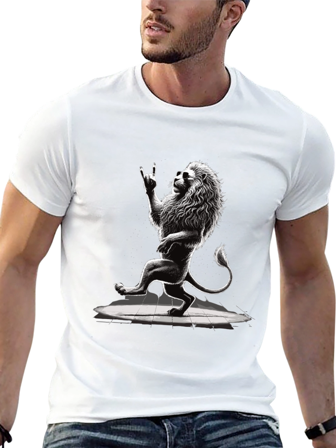 Cool Lion Graphic Tee - Rock On!