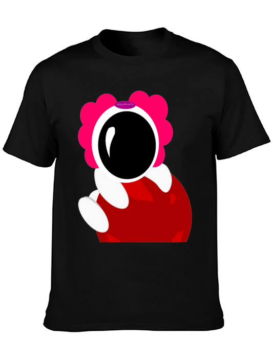 Astronaut Cartoon Graphic T-Shirt - Black Cotton Tee