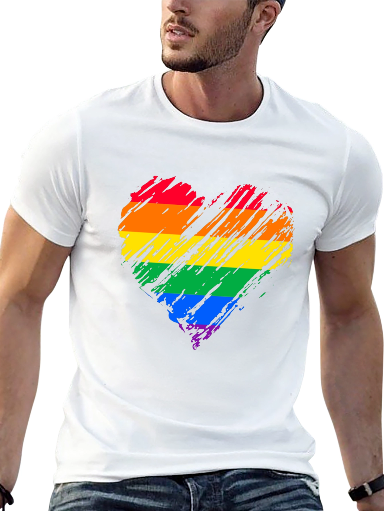Rainbow Heart Graphic Tee - Pride Month Apparel