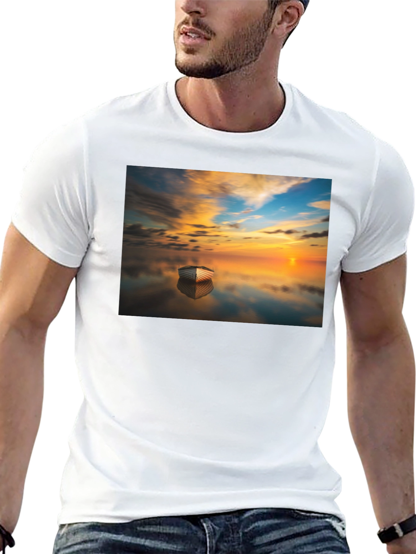 Sunset Boat Graphic Tee - Unique & Stylish