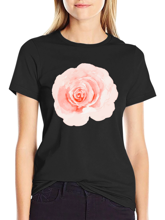 Floral Rose Graphic Black T-Shirt