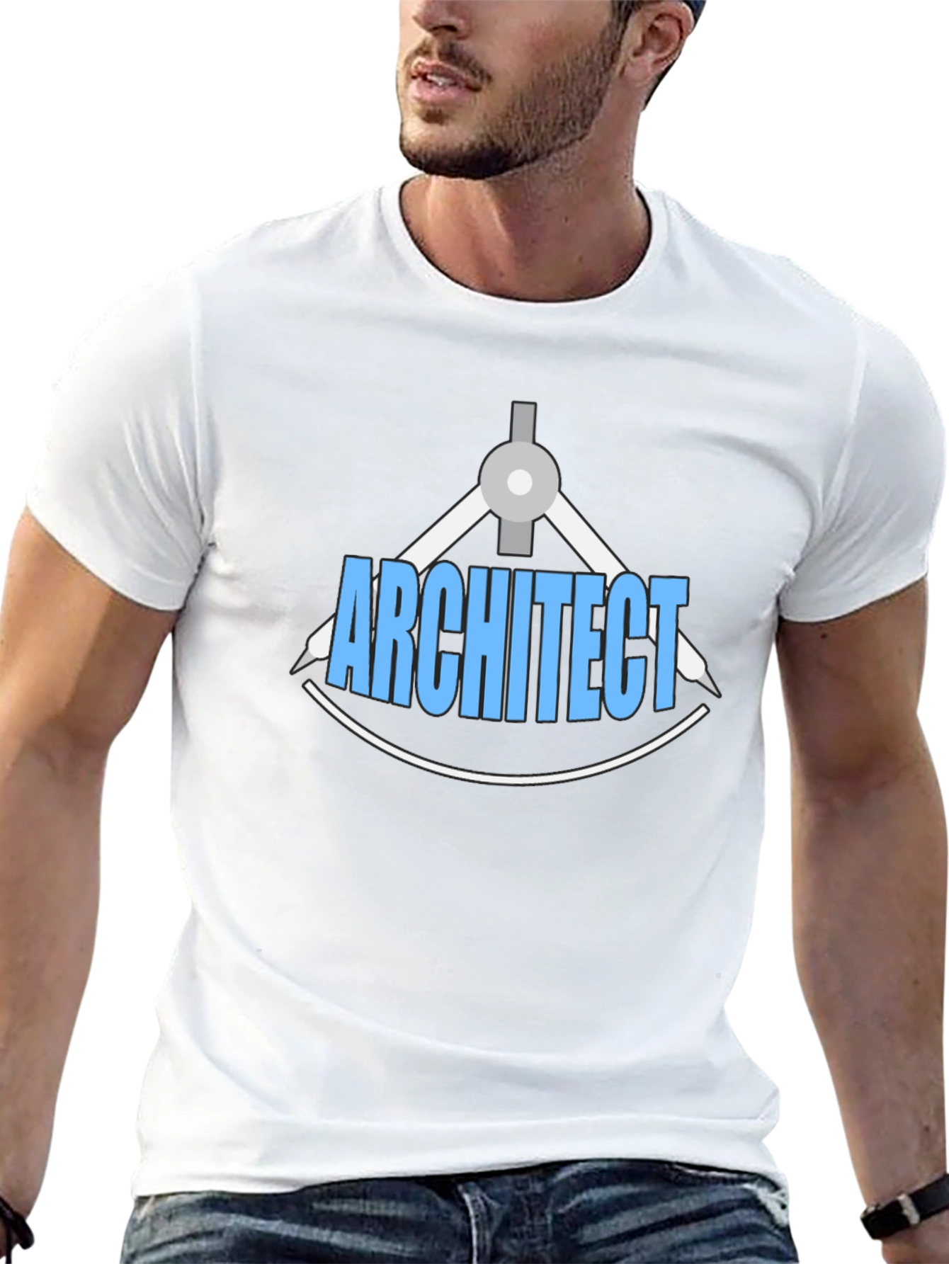 Architect Design T-Shirt - Drafting Compass Blueprint Tee