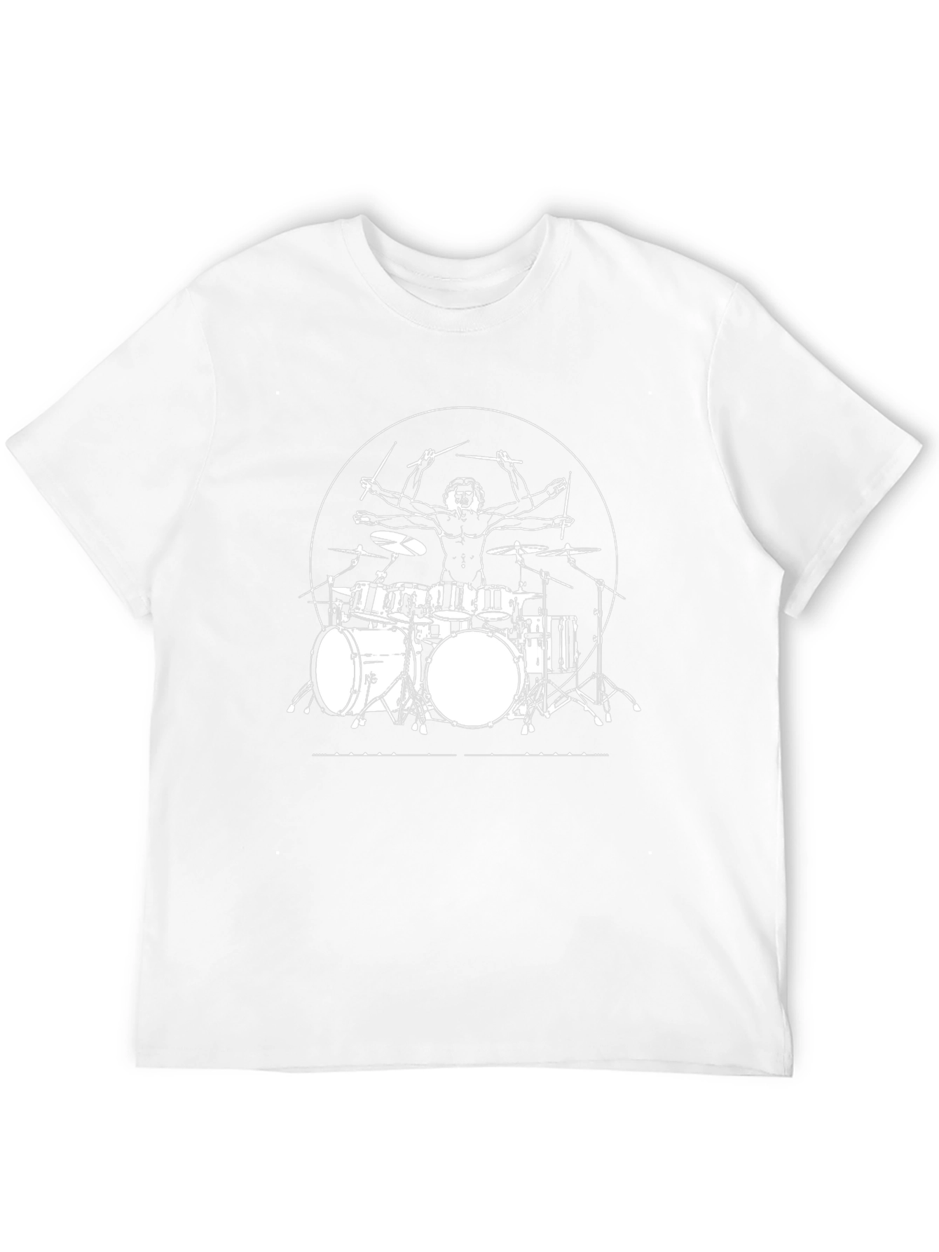 Vitruvian Drummer Black T-Shirt - Music Tee