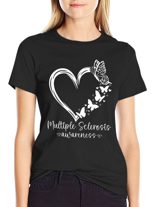 Multiple Sclerosis Awareness Butterfly Heart T-Shirt