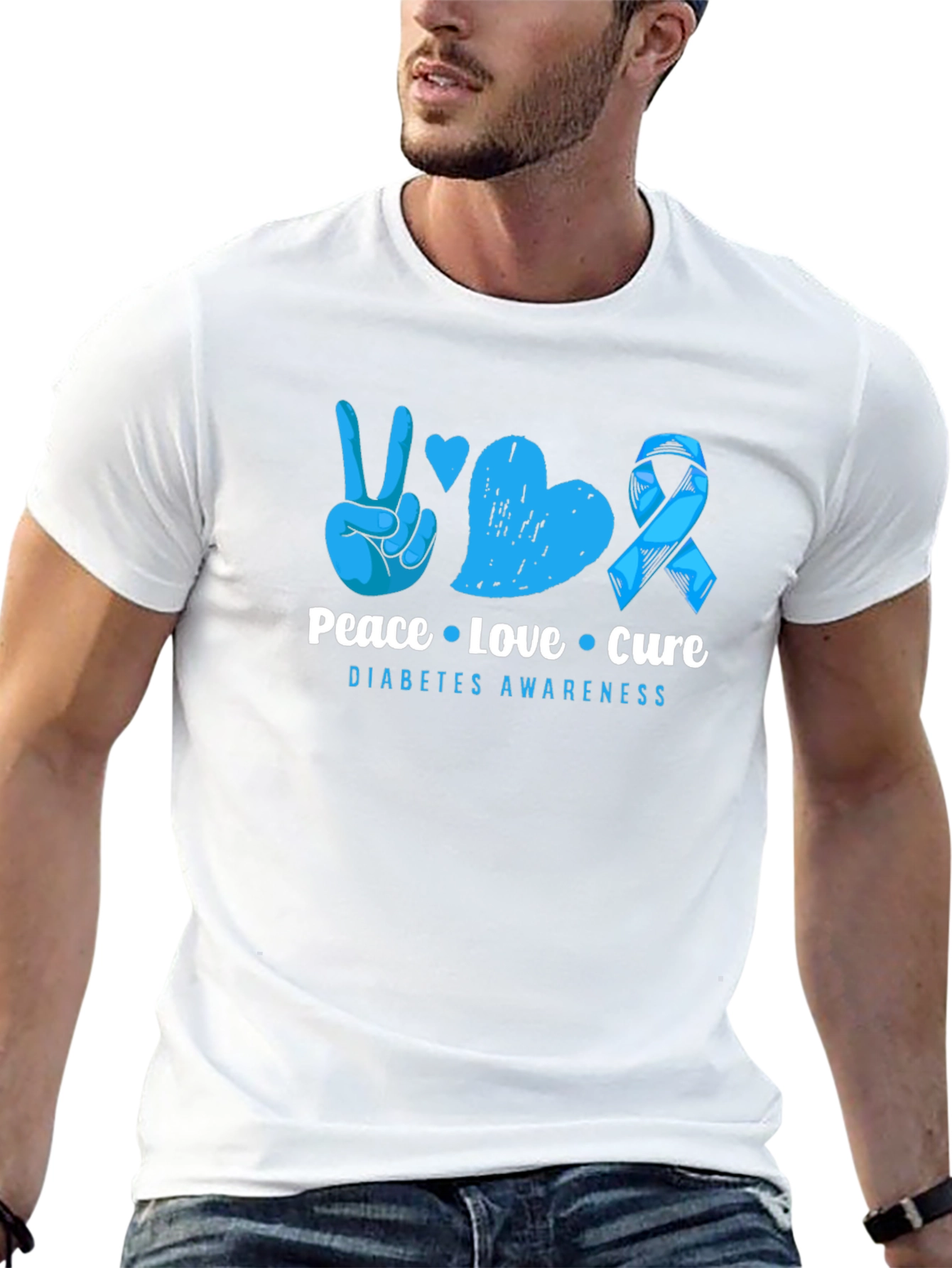 Peace Love Cure Diabetes Awareness T-Shirt