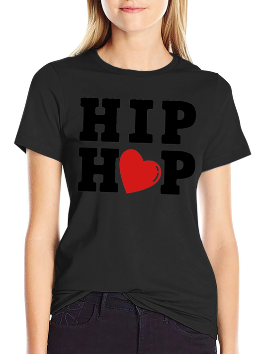Hip Hop Heart Graphic Black T-Shirt