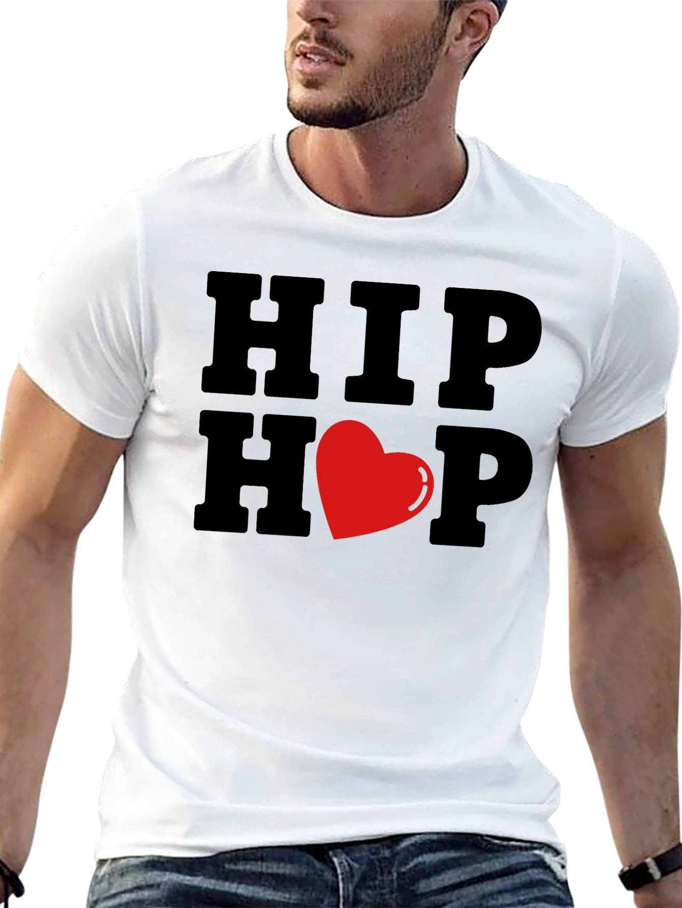 Hip Hop Heart Graphic Black T-Shirt