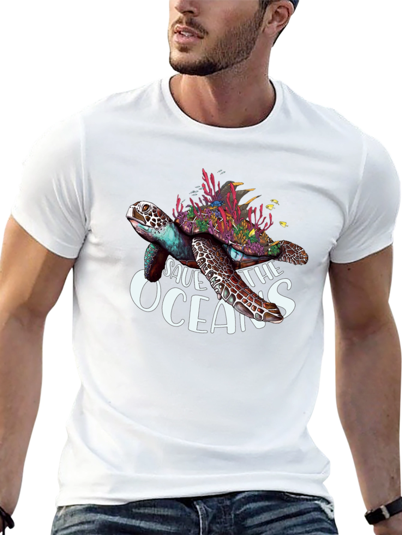 Save the Oceans Turtle Graphic T-Shirt