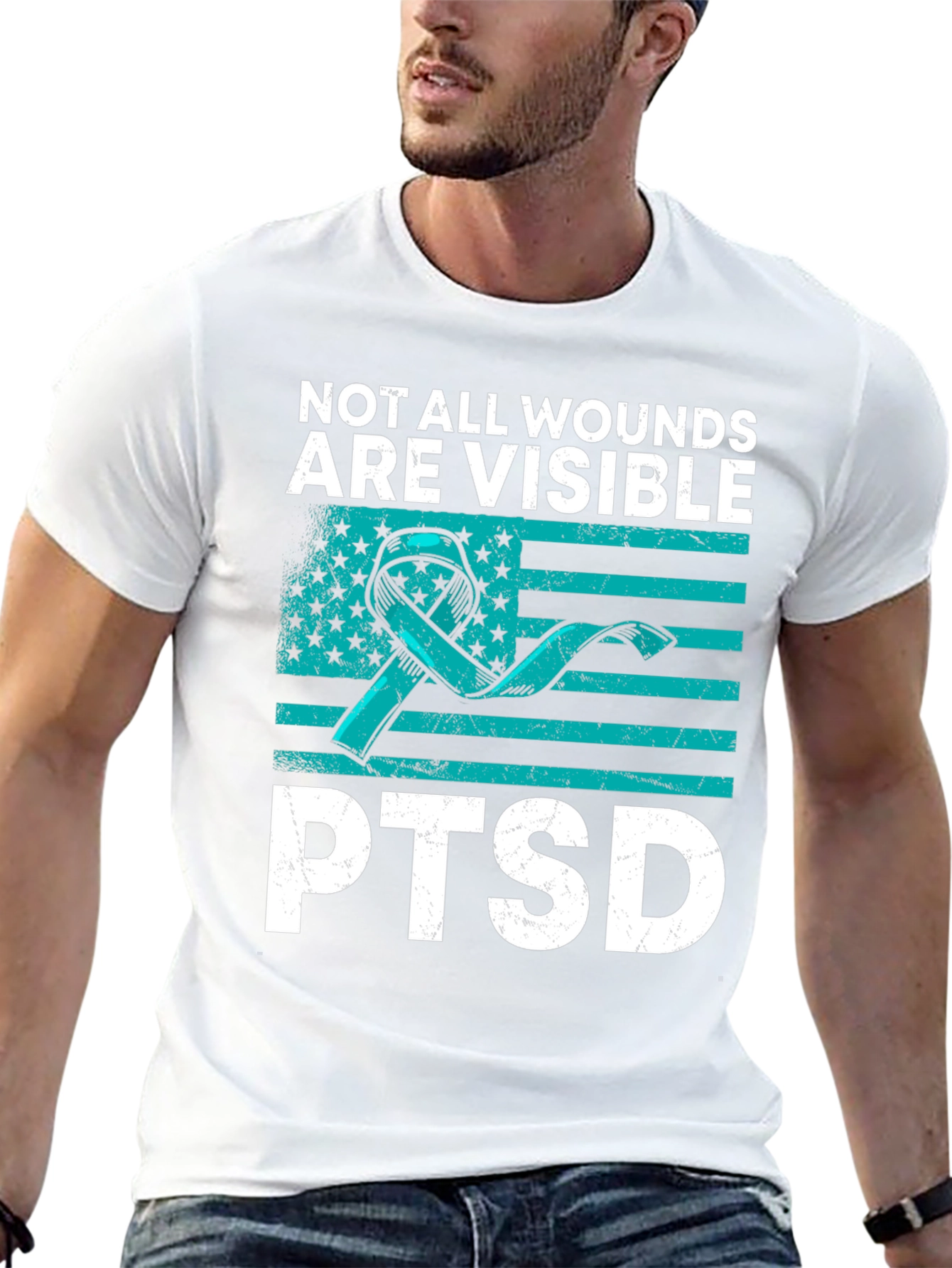 PTSD Awareness Graphic Tee - Not All Wounds Visible
