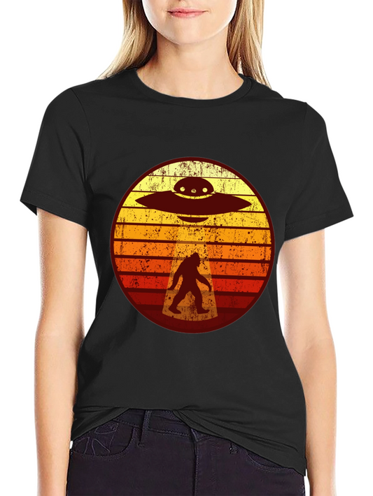Bigfoot UFO T-Shirt - Retro Sasquatch Abduction Tee