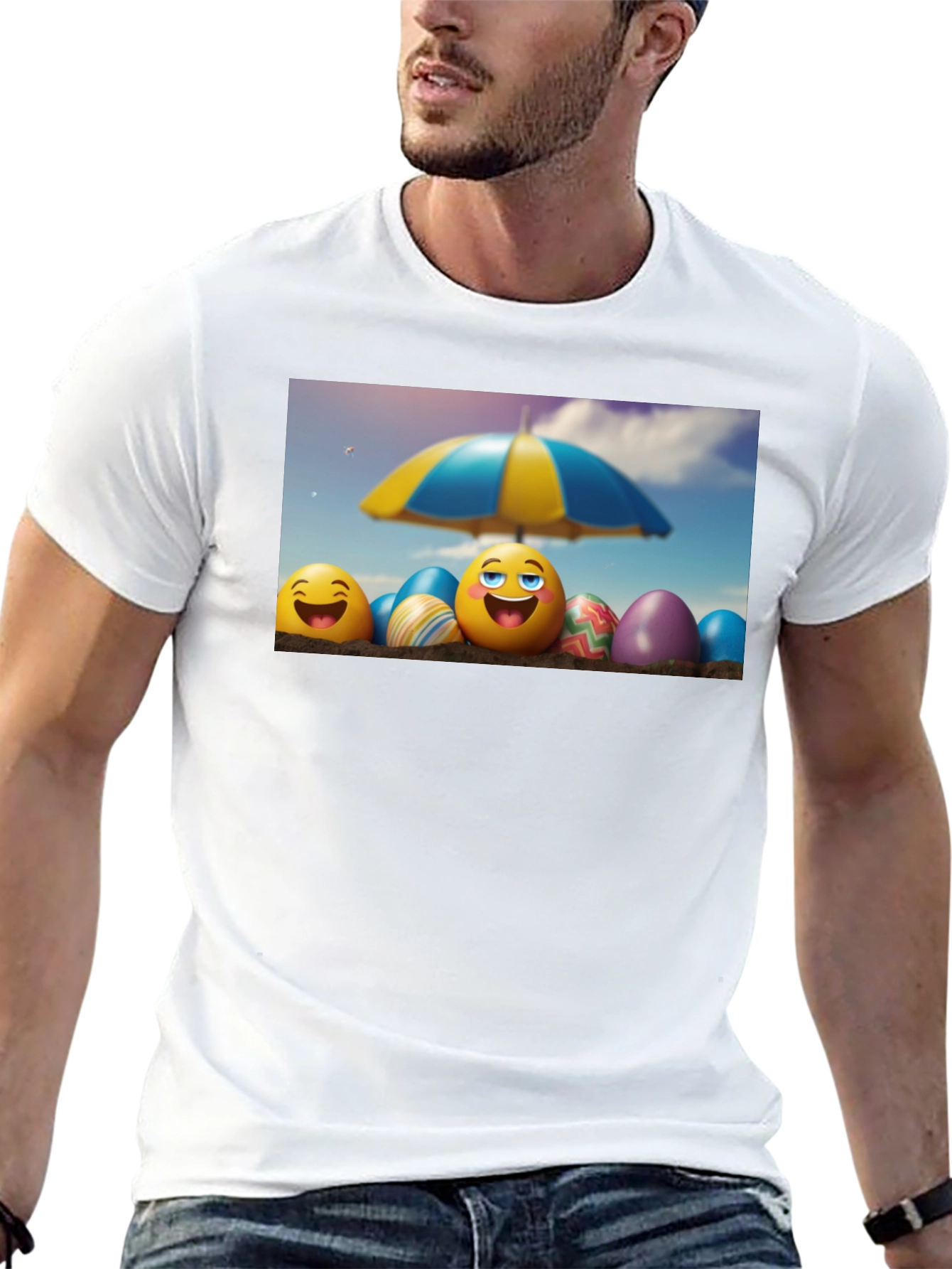 Emoji Beach Day Black T-Shirt