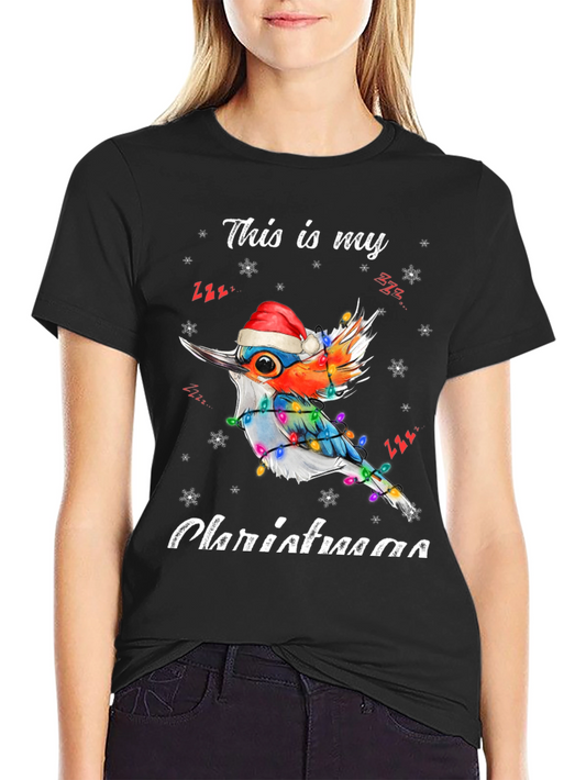 Festive Bird Christmas T-Shirt - Holiday Style