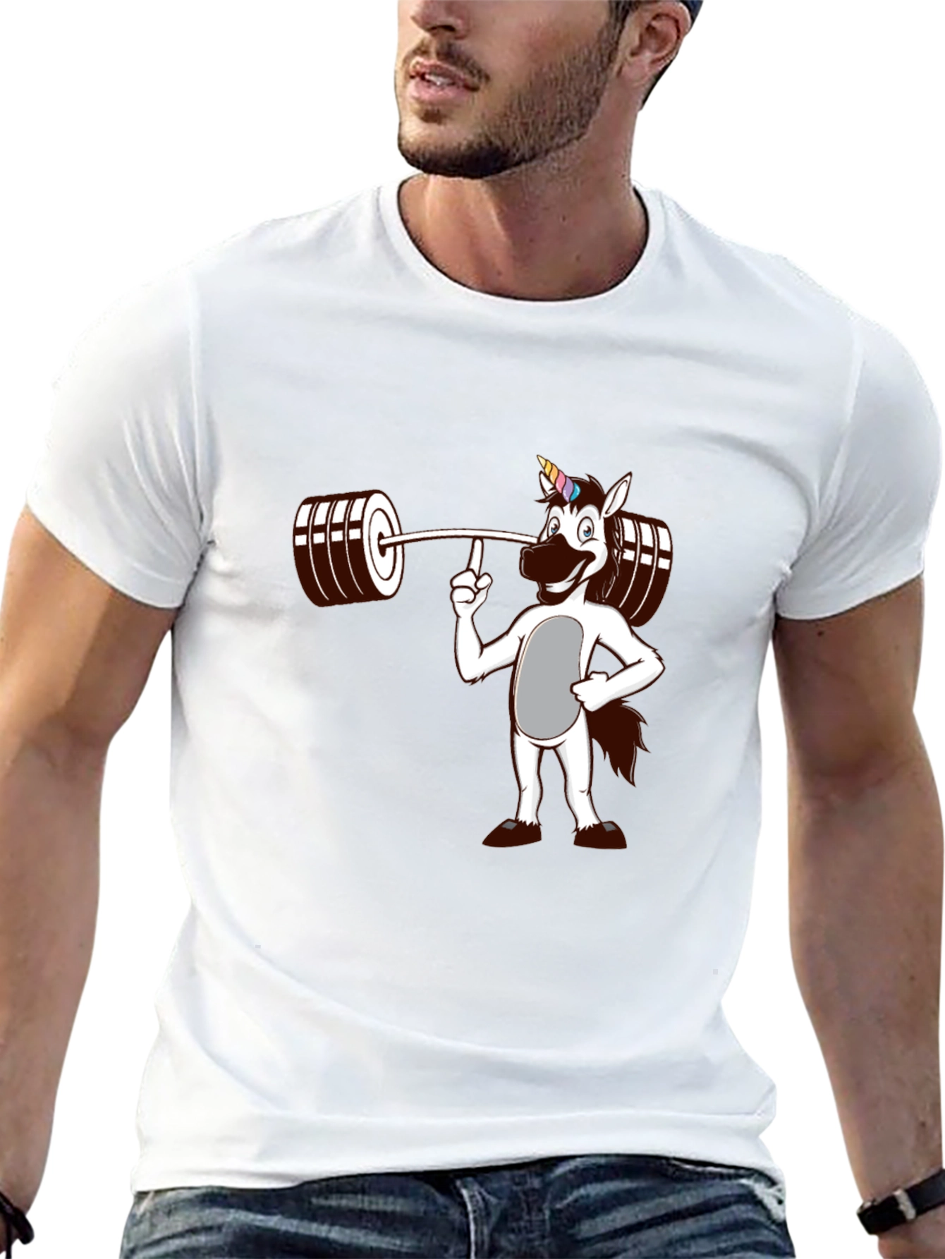 Unicorn Lifting Weights Graphic T-Shirt