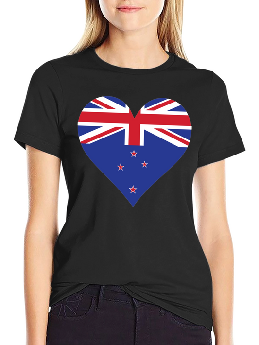 New Zealand Flag Heart Graphic T-Shirt