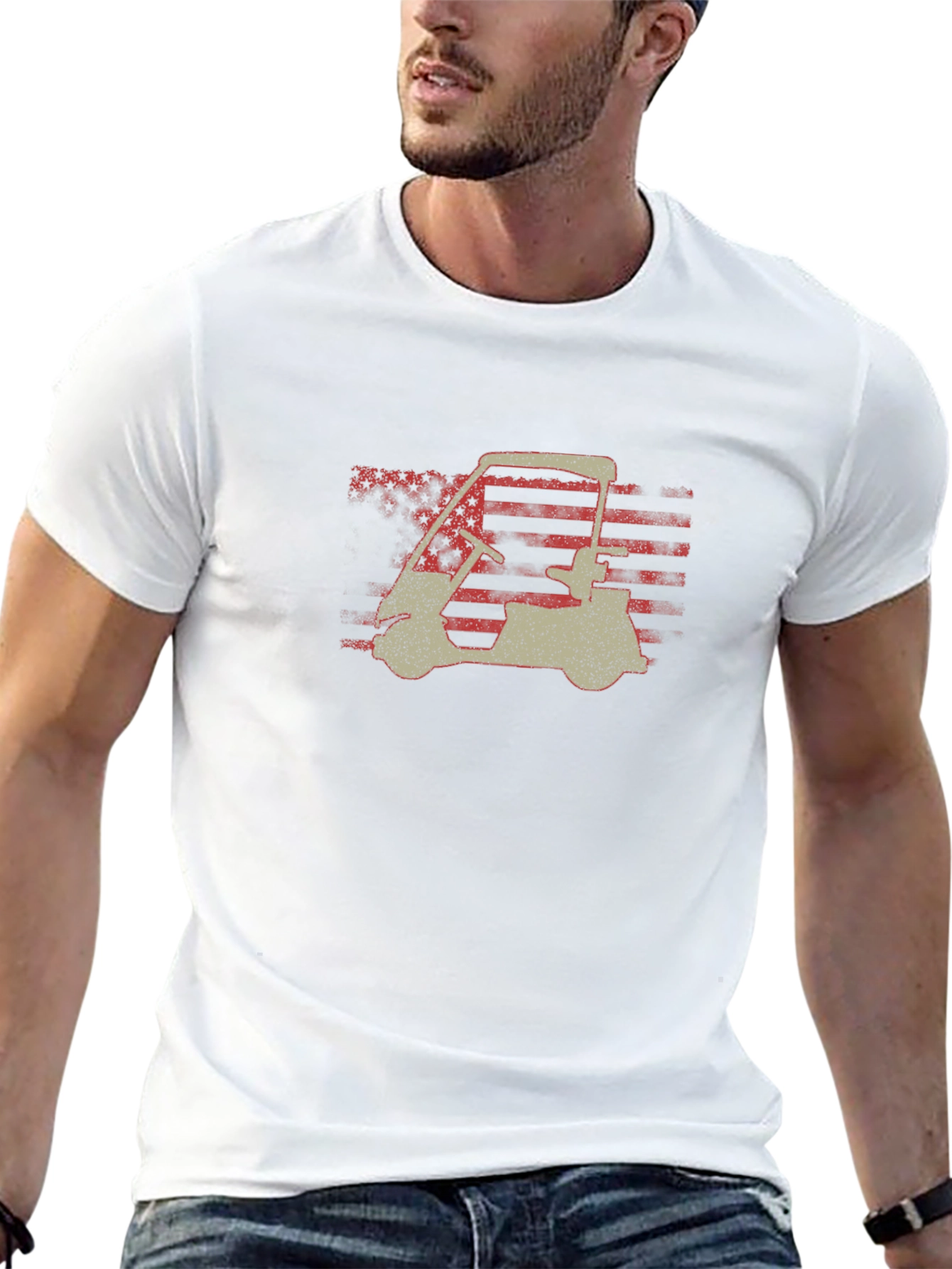 Golf Cart American Flag Graphic Tee - Patriotic Style