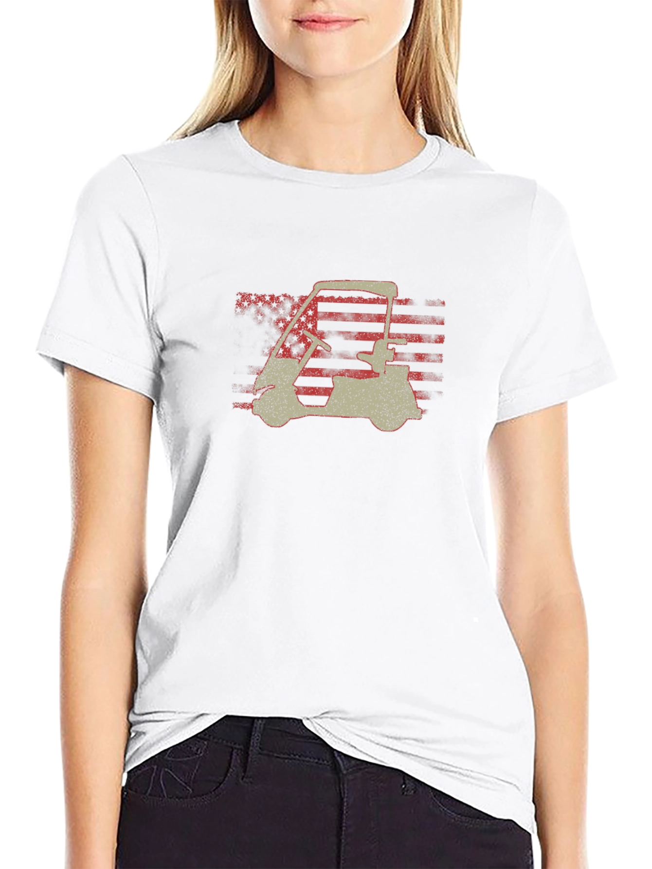 Golf Cart American Flag Graphic Tee - Patriotic Style