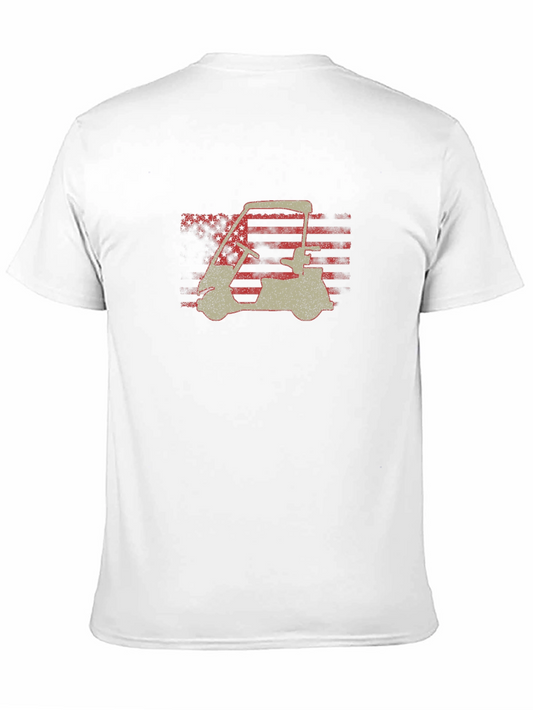 Golf Cart American Flag Graphic Tee - Patriotic Style