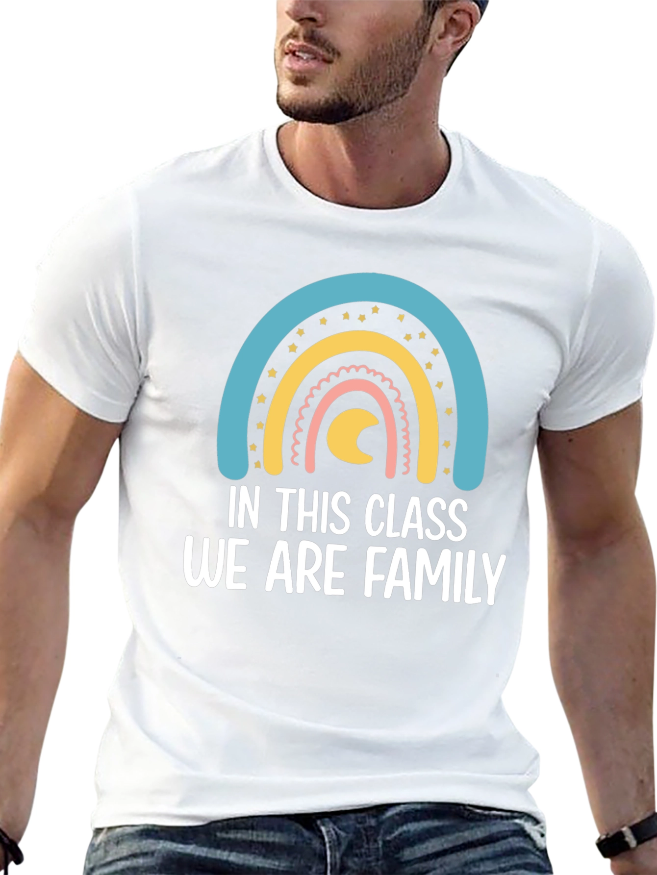 In This Class We Are Family T-Shirt Rainbow Graphic