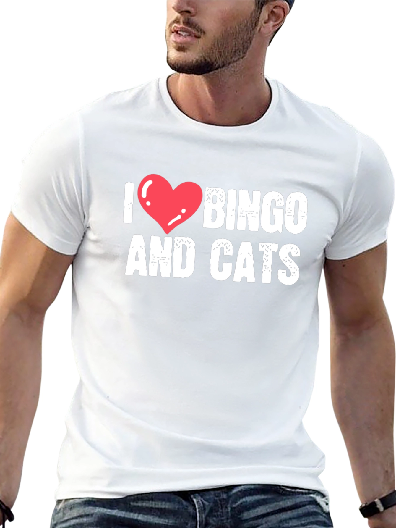 I Heart Bingo and Cats Black T-Shirt