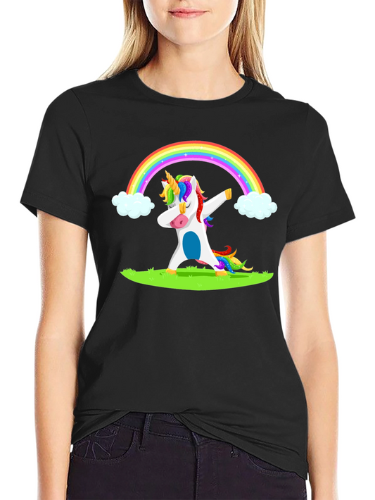 Dabbing Unicorn Rainbow Graphic T-Shirt