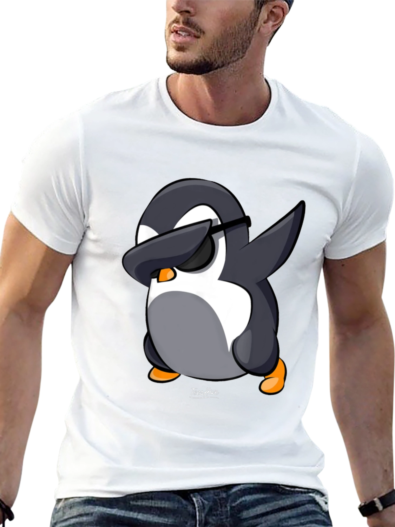 Dabbing Penguin Graphic Tee - Black