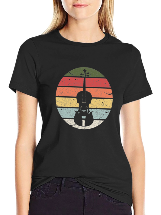 Vintage Violin Sunset Graphic Tee